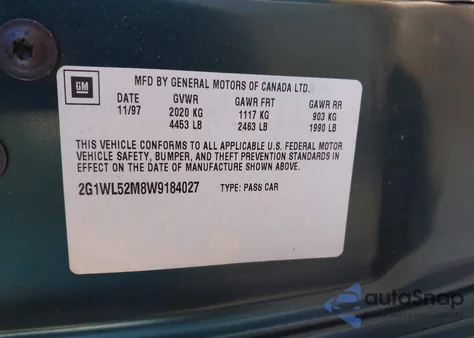 1998 Chevrolet Lumina Ls from USA, damaged, VIN 2G1WL52M8W9184027